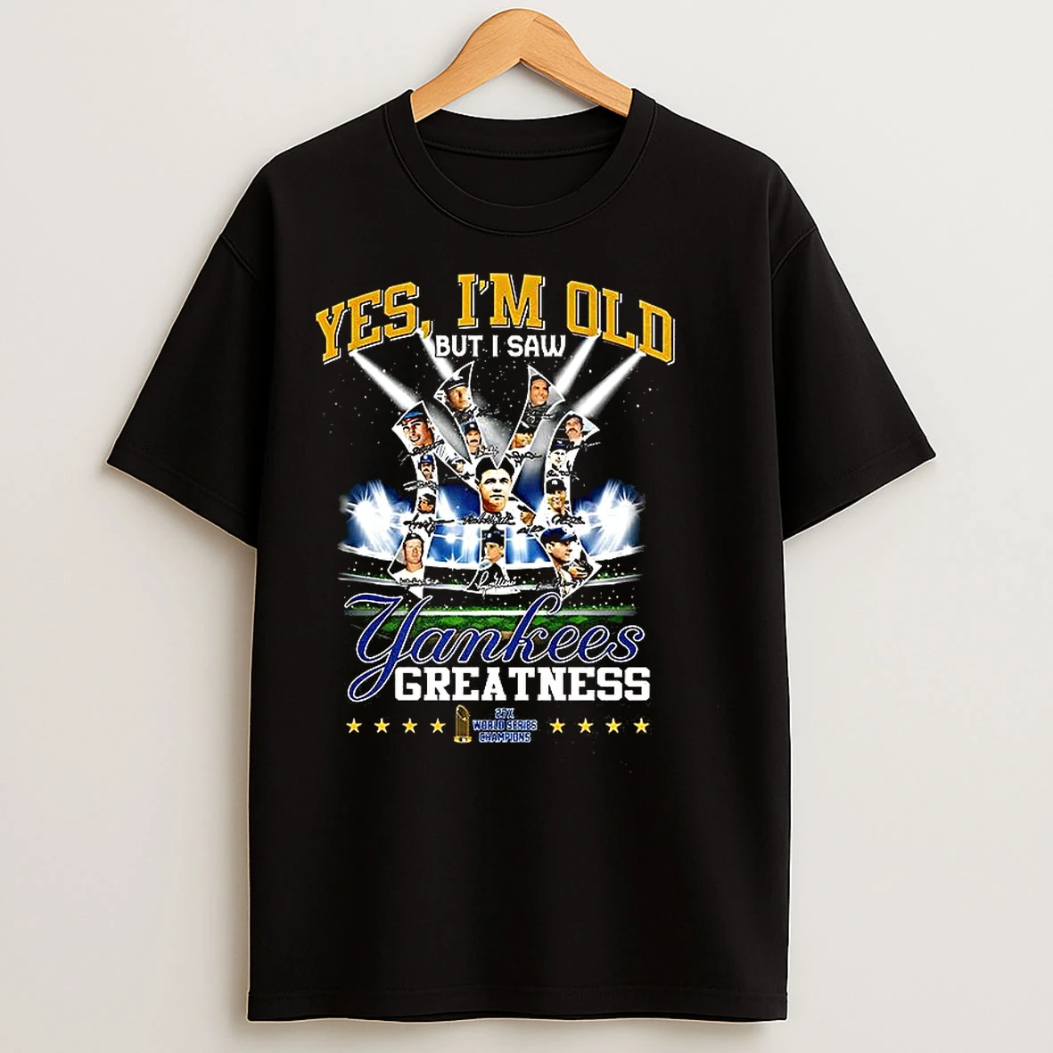 Classic Yes Im Old But I Saw New York Yankees Greatness 27x World Series Champions Signature T Shirts