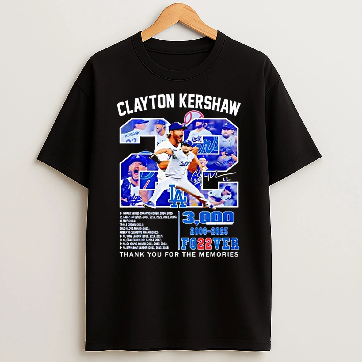 Clayton Kershaw 22 Los Angeles Dodgers Legend Forever Shirts