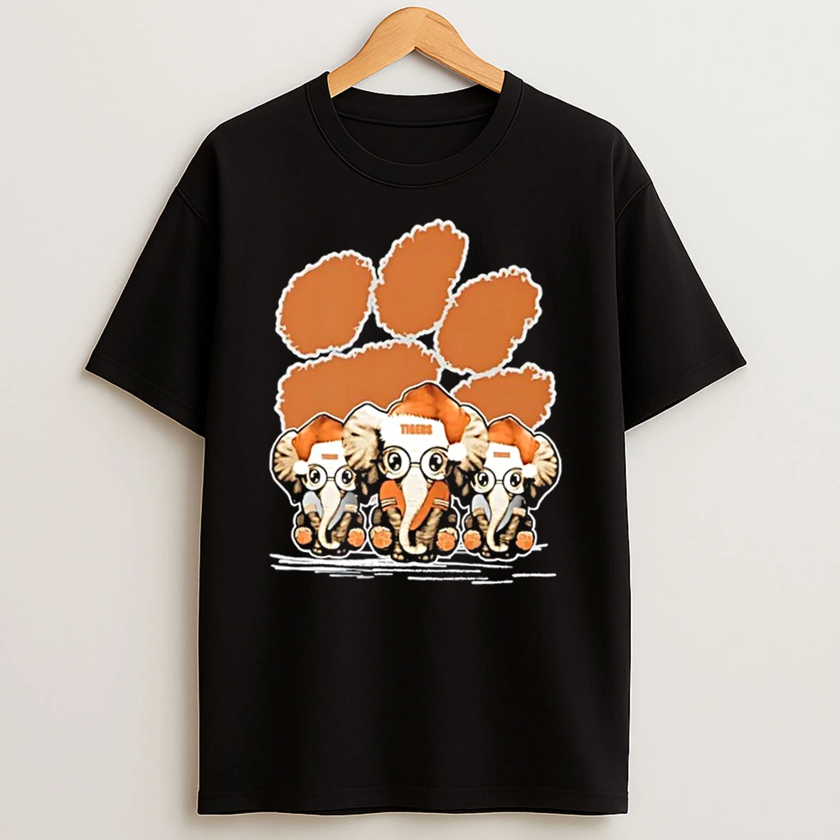 Clemson Tigers X Elephants Santa Hat Merry Christmas Shirts