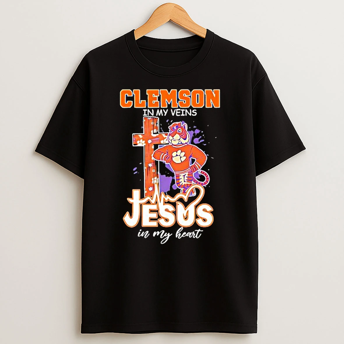 Clemson In My Veins Jesus In My Heart Tiger Mascot Shirts