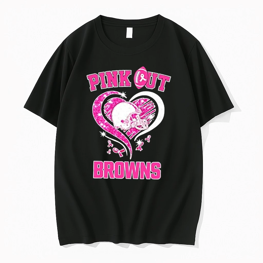 Cleveland Browns Football X Pink Out Hearts Shirts