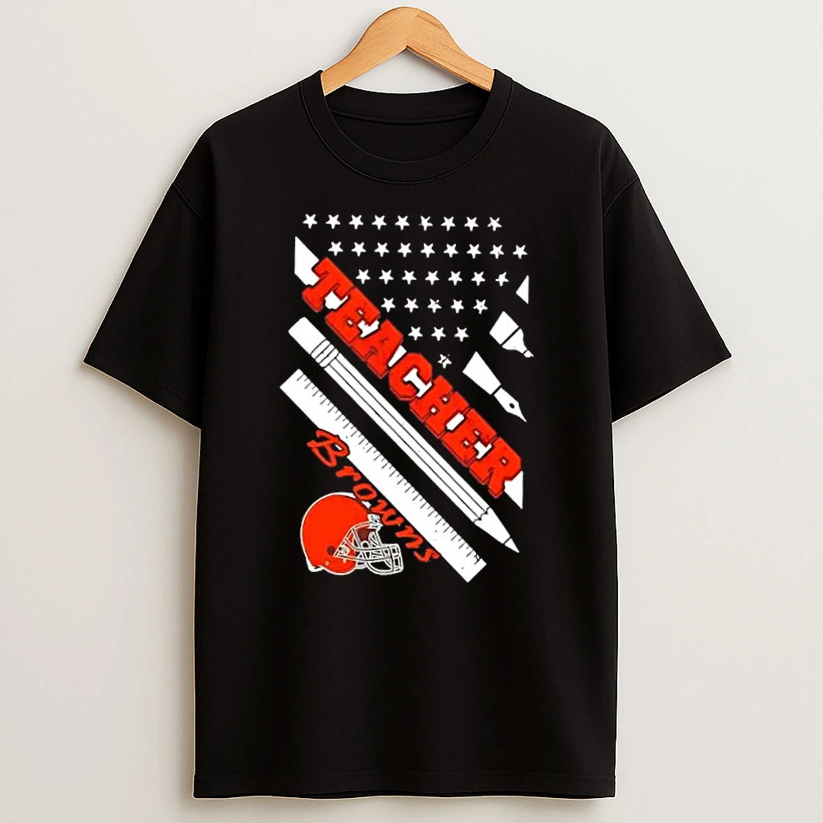 Cleveland Browns Football X Teacher American Flag Shirts