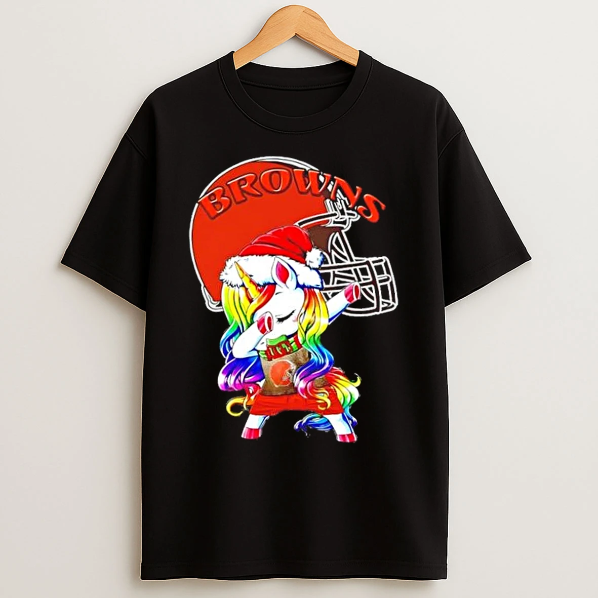 Cleveland Browns X Unicorn Santa Hat Dabbing Merry Christmas T Shirts