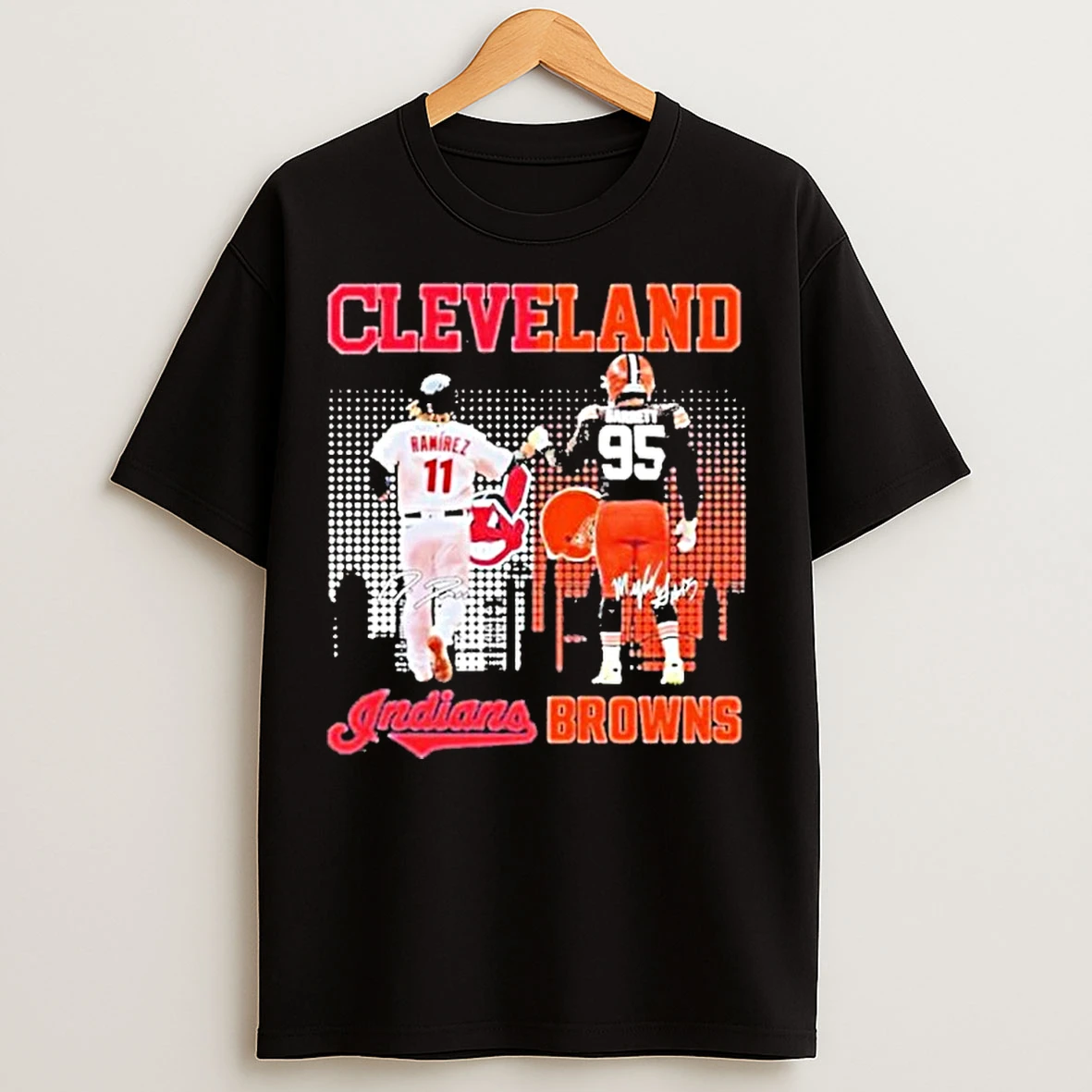 Cleveland Indians Jose Ramirez And Myles Garrett Browns T Shirts
