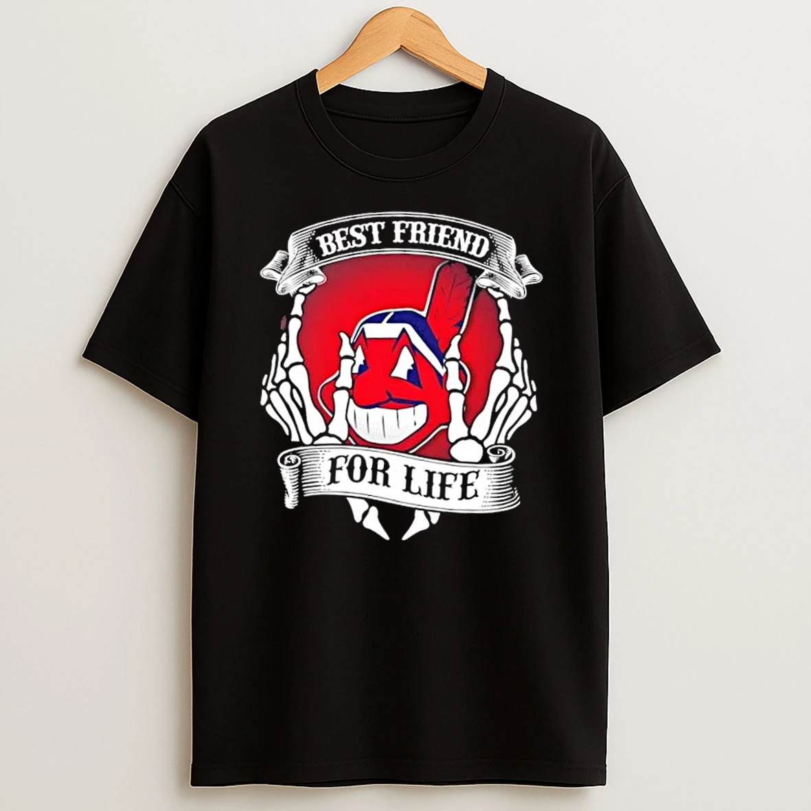 Cleveland Indians Baseball Best Friend For Life Hands Bones Shirts