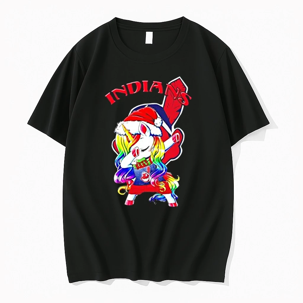 Cleveland Indians X Unicorn Santa Hat Dabbing Merry Christmas Shirts