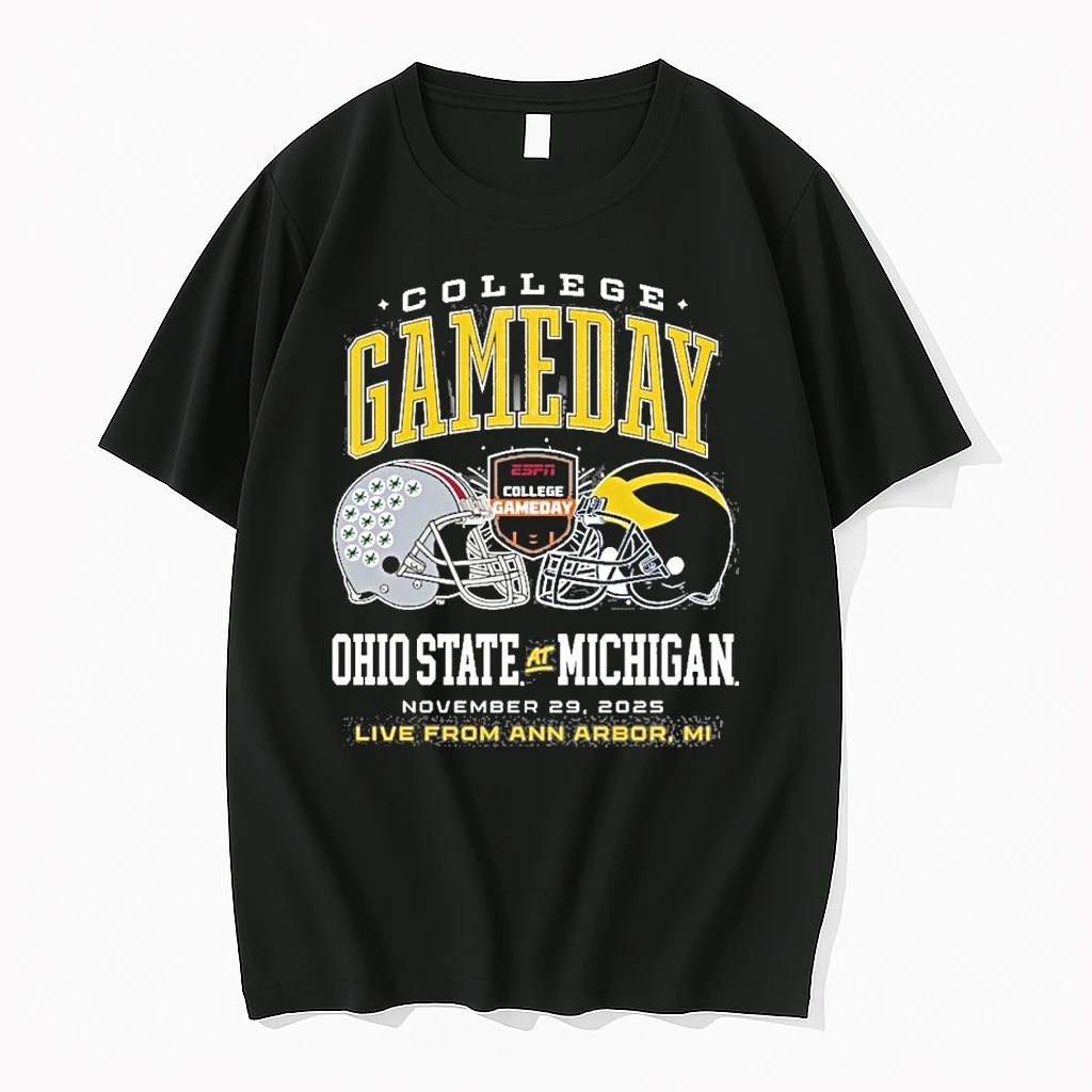 College Gameday 2025 Ohio State Vs Michigan Football Duel Helmet Shirts