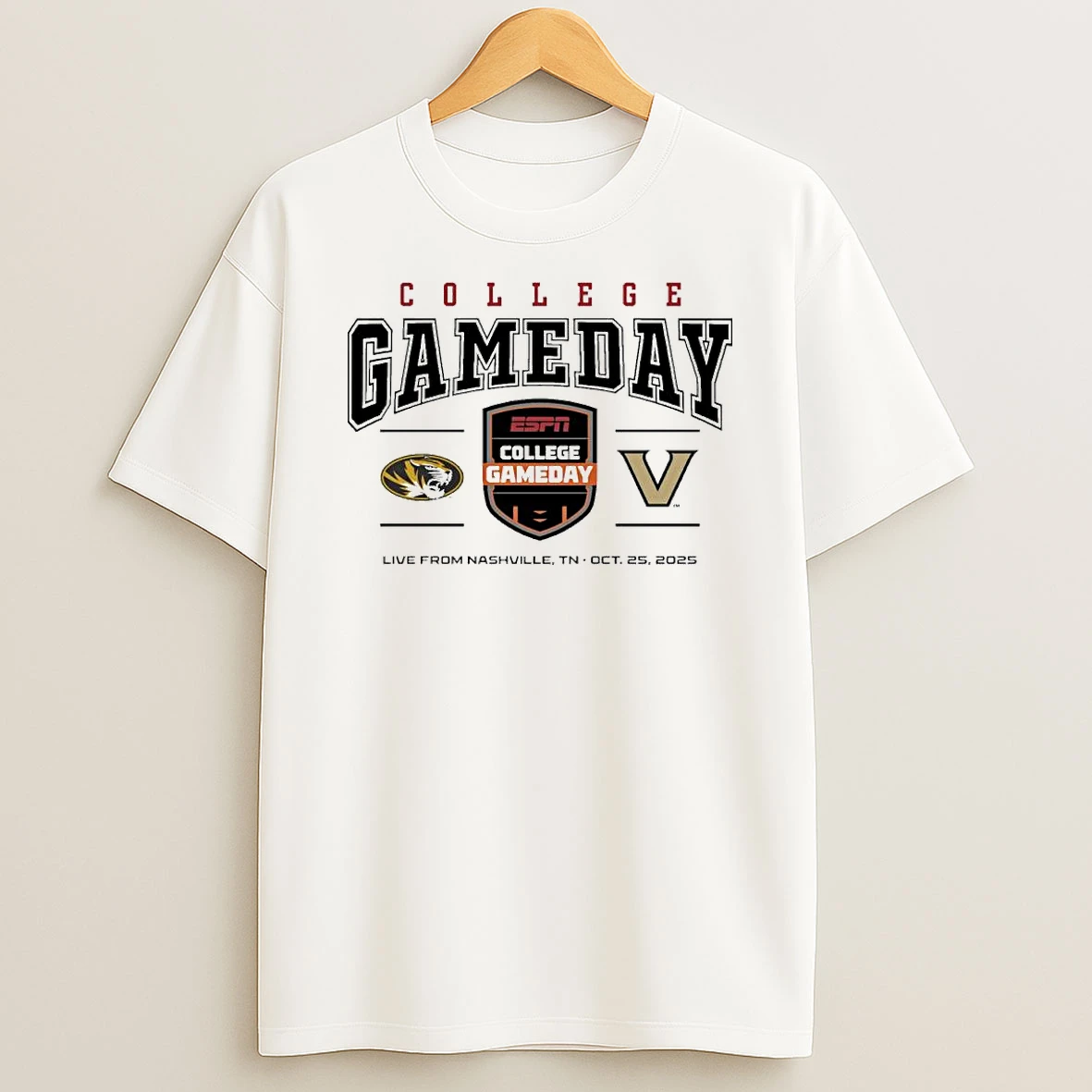 College Gameday Missouri Vs Vanderbilt Live From Nashville Tn Oct 25 2025 Logo Shirts