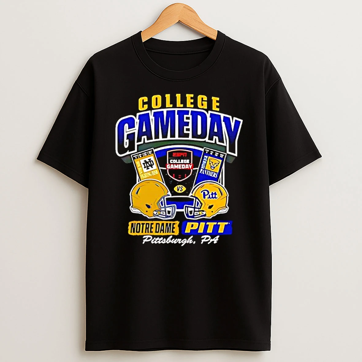 College Gameday Notre Dame Vs Pitt Panthers Ticket Crew Shirts