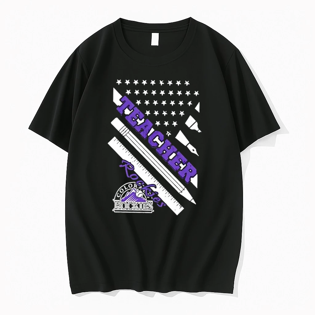 Colorado Rockies Baseball X Teacher American Flag Shirts