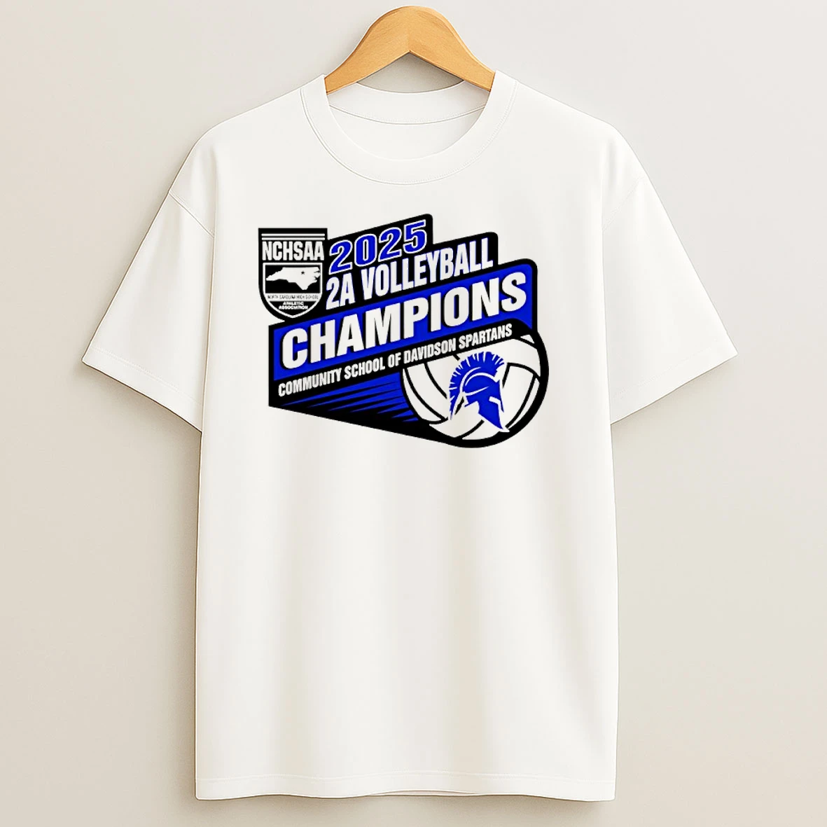 Community School Of Davidson Spartans 2025 Nchsaa 2a Volleyball Champions T Shirts