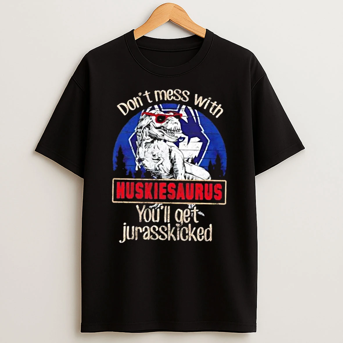 Connecticut Huskies Dont Mess With Huskiesaurus Youll Get Jurasskicked Shirts