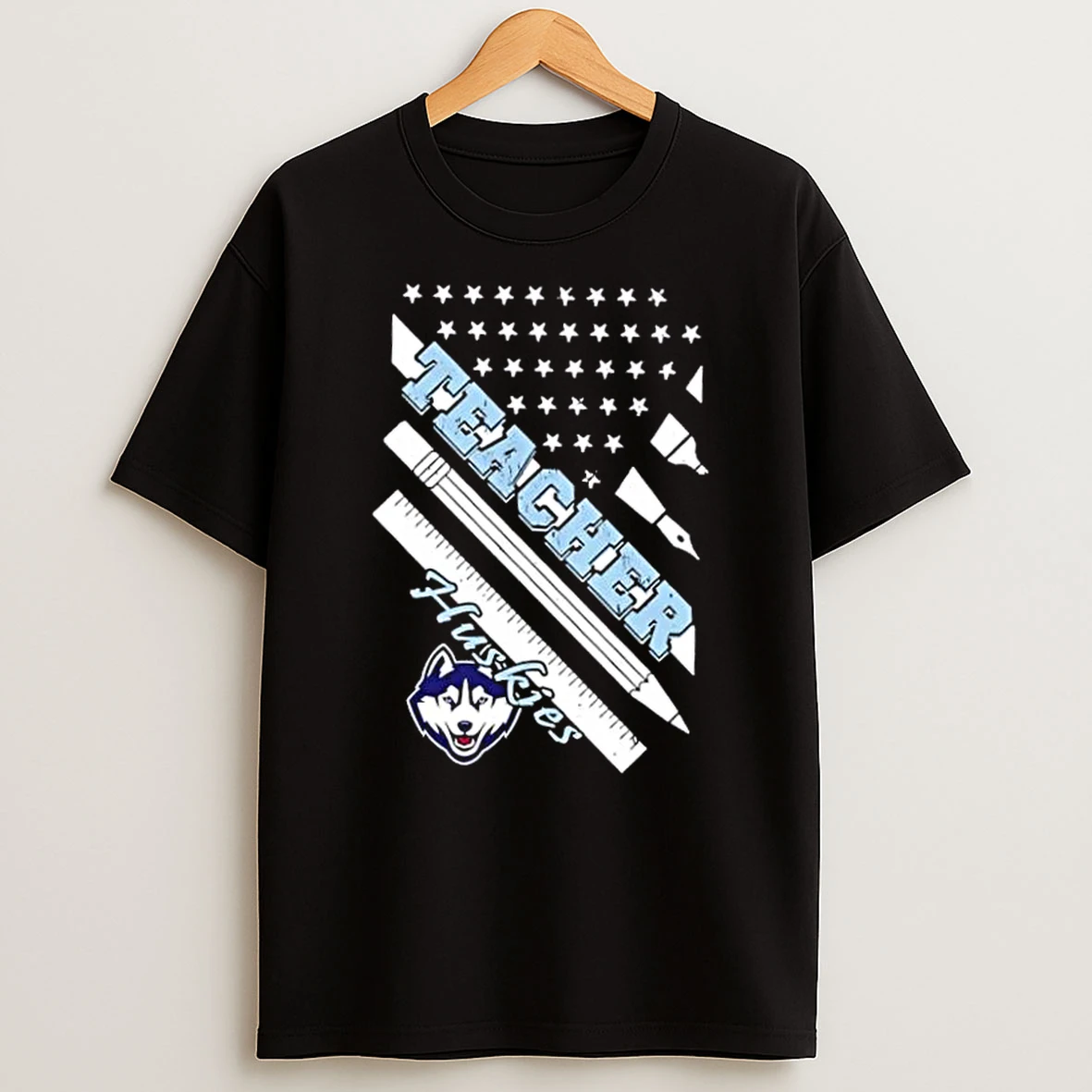 Connecticut Huskies X Teacher American Flag Shirts