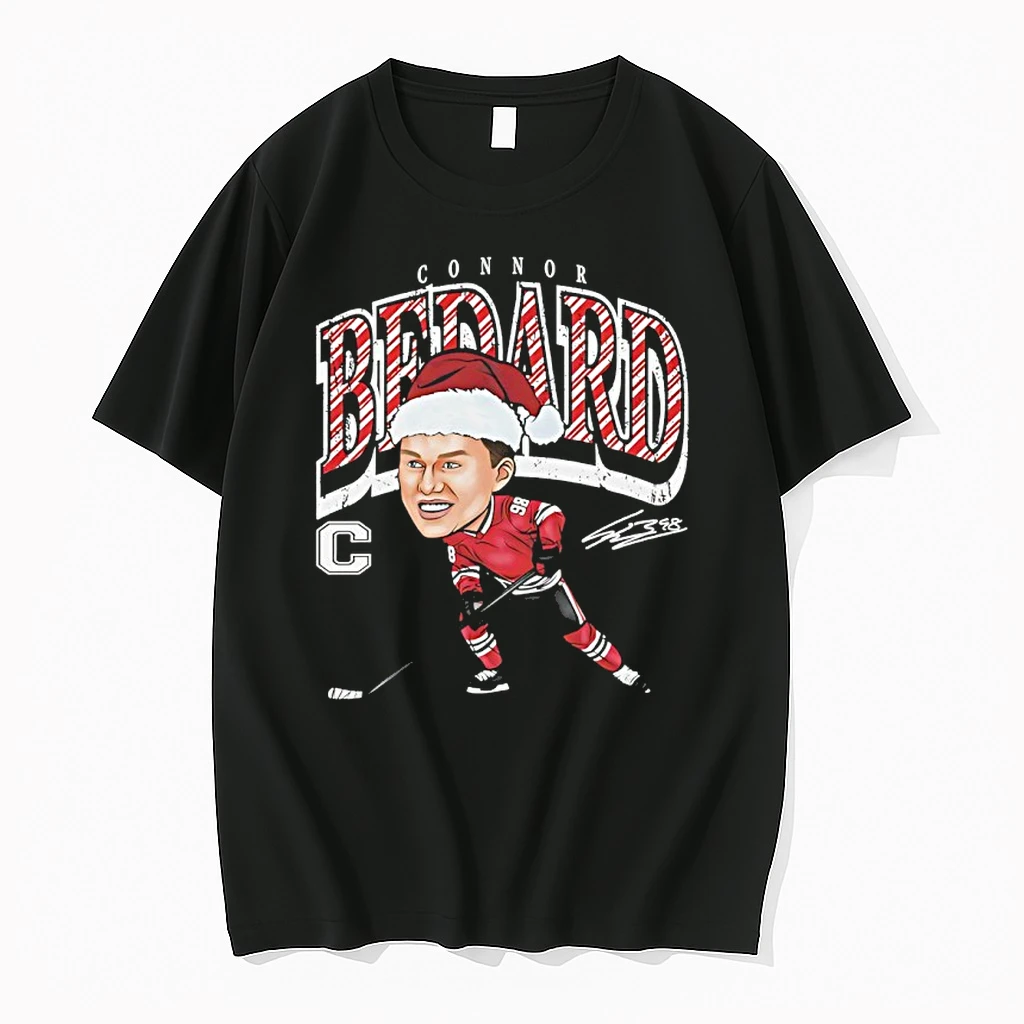 Connor Bedard Chicago Blackhawks Santa Hat Signature Cartoon Shirts