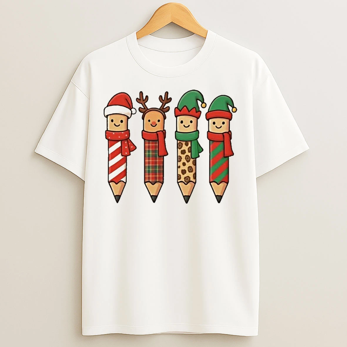 Coquette Teacher Students Christmas Pencils Festive T Shirts