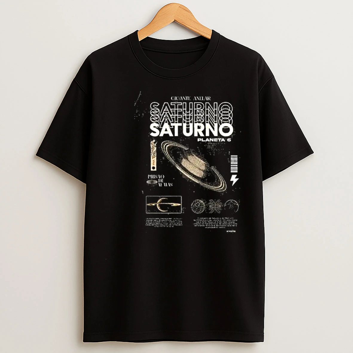 Cosmic Saturno Chronicle Washed Circle Black T Shirts