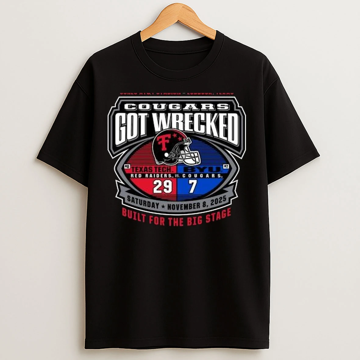 Cougars Got Wrecked Texas Tech Red Raiders And Byu Cougars 2025 Circle Black T Shirts