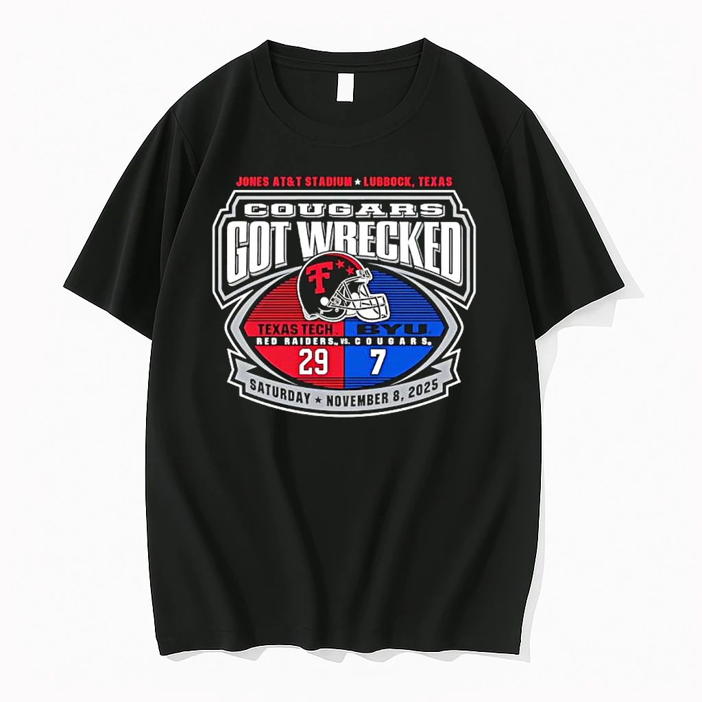 Cougars Got Wrecked Texas Tech Red Raiders And The Byu Cougars Jones Att Stadium Shirts