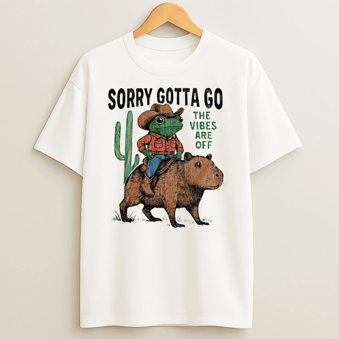 Cowboy Frog Riding Capybara The Vibes Are Off Shirts