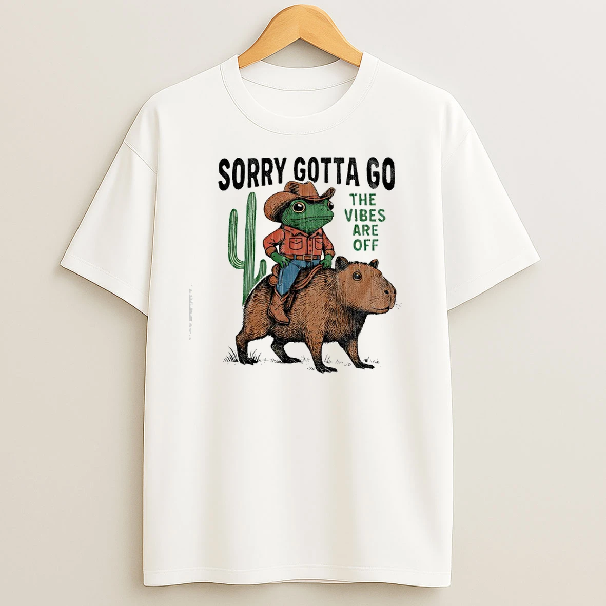 Cowboy Frog Riding Capybara The Vibes Are Off T Shirts