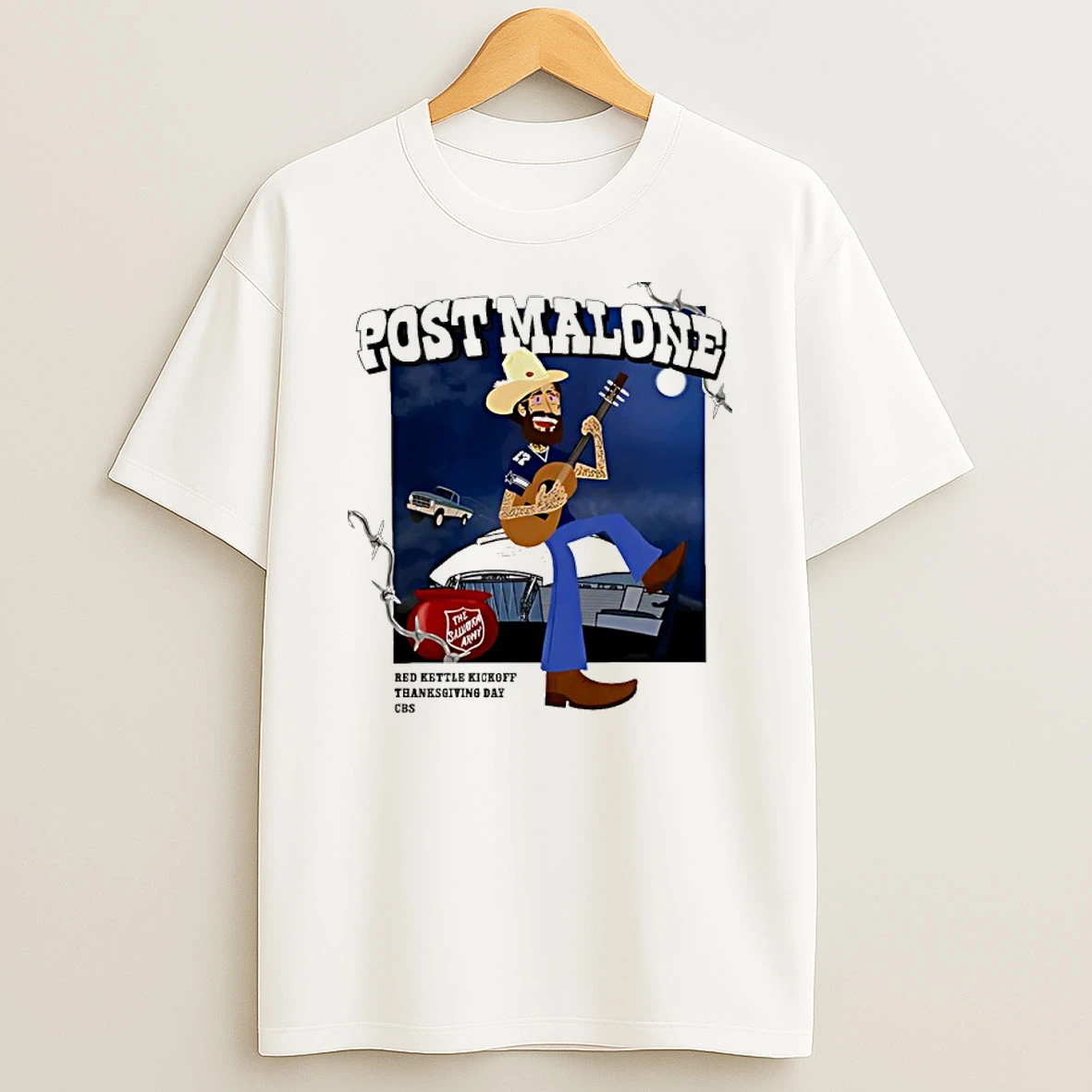 Cowboys Post Malone Red Kettle Kickoff Thanksgiving Day Cartoon Shirts