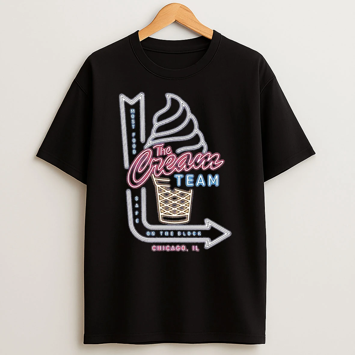 Cream Team Most Food Safe On The Block Neon Chicago Il Shirts