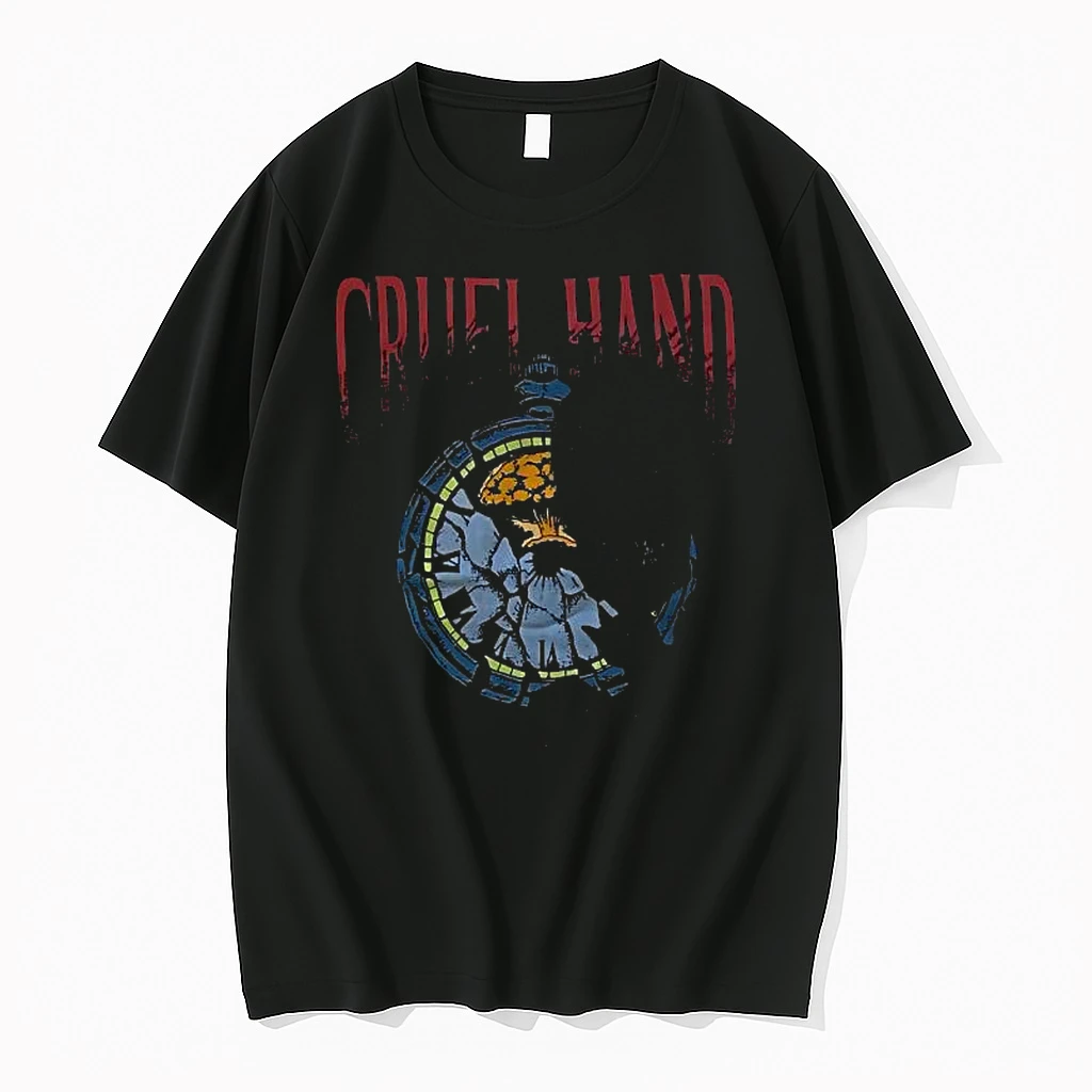 Cruel Hand Skull And Clock Graphic Shirts