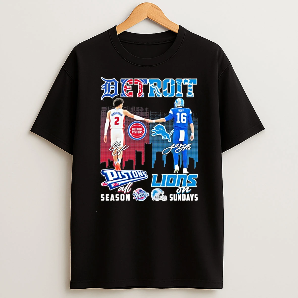 Cunningham Piston All Season And Goff Lions On Sundays Shirts