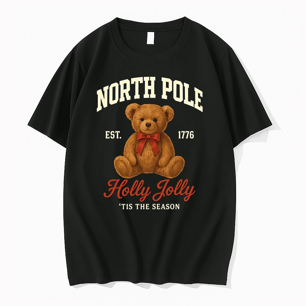 Cute North Pole Teddy Bear College Athletic Style Shirts