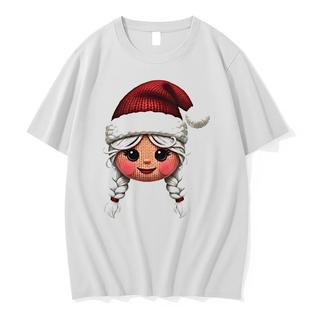 Cute Yarn Christmas Girl Face Shirts