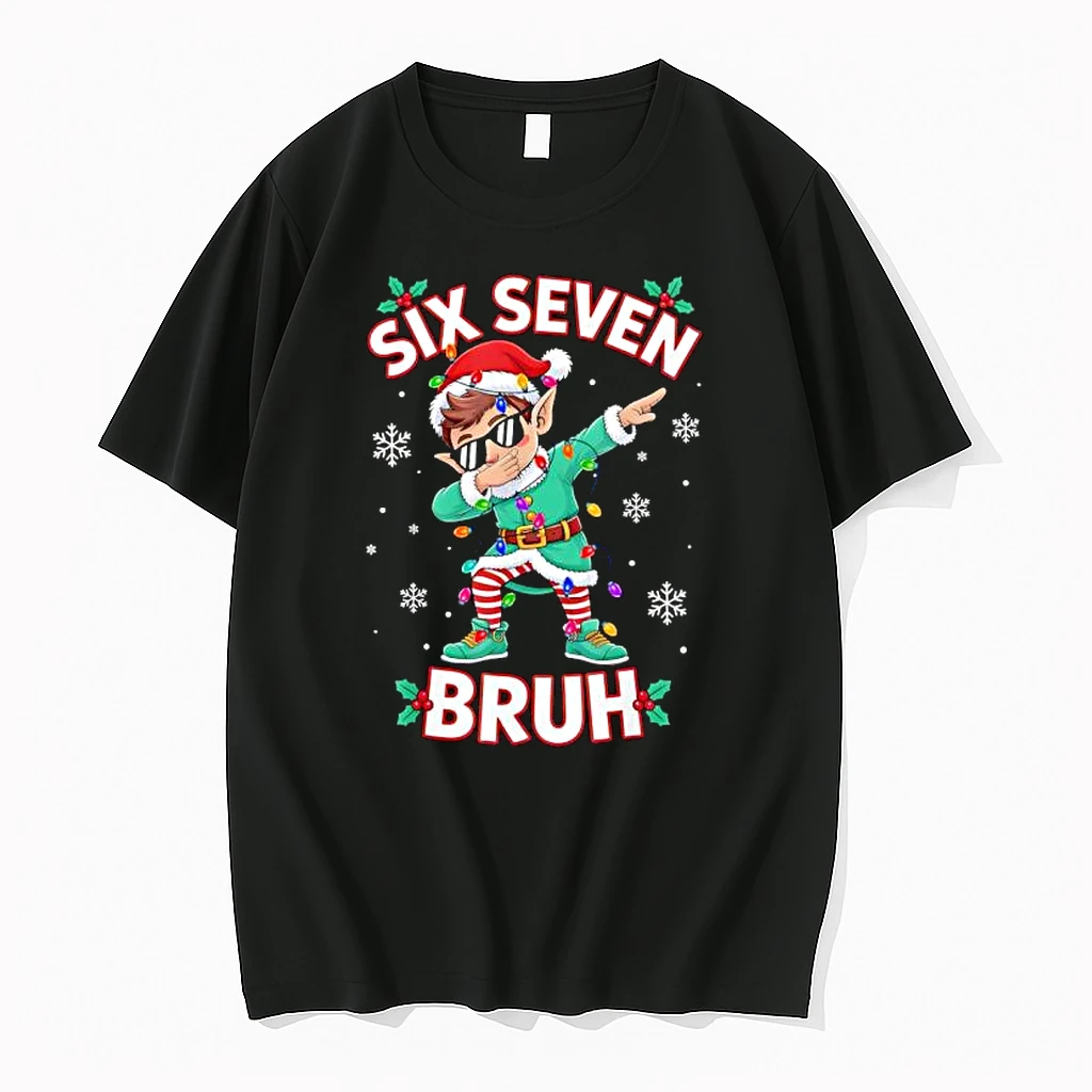 Dabbing Elf Six Seven Bruh Christmas Shirts