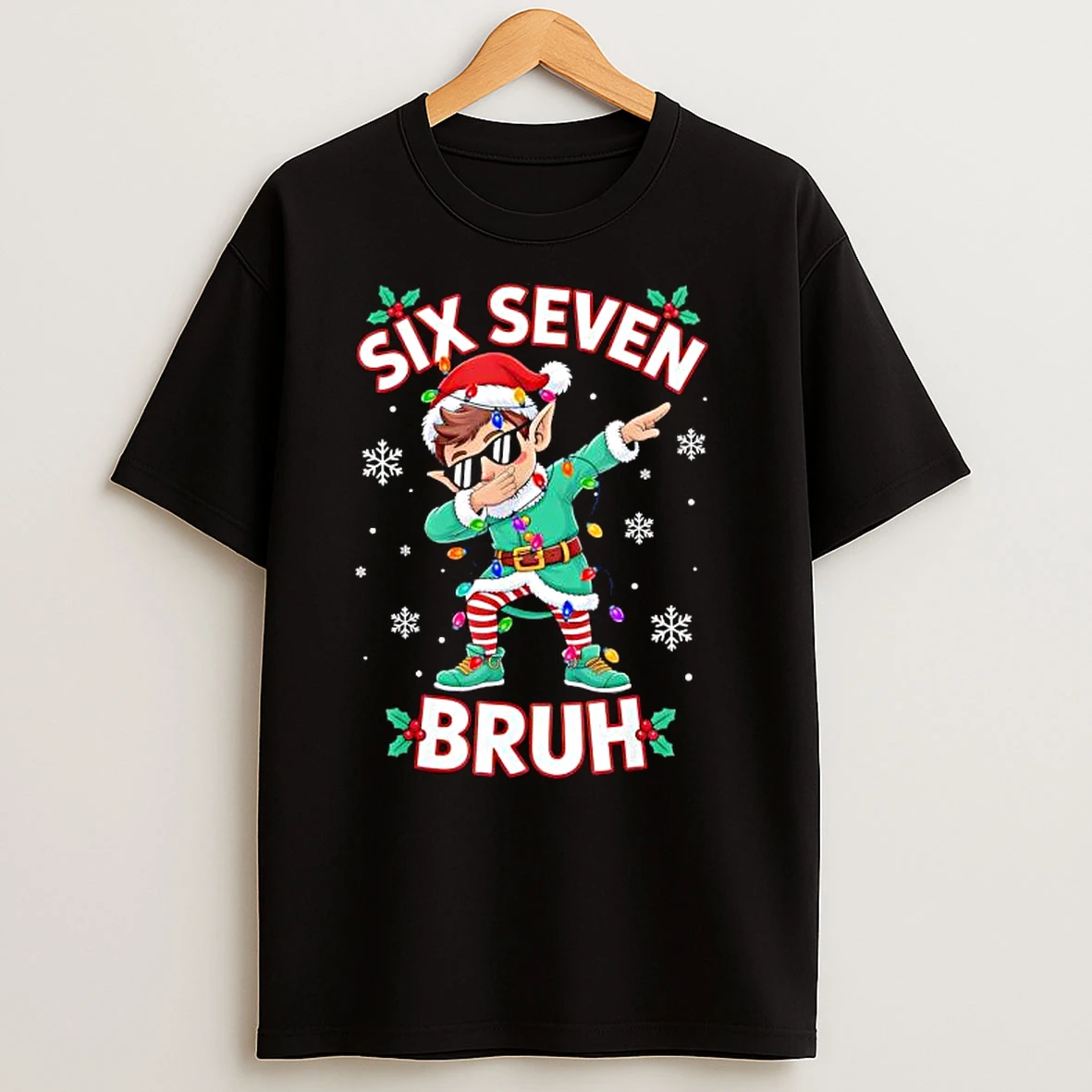 Dabbing Elf Six Seven Bruh Christmas T Shirts