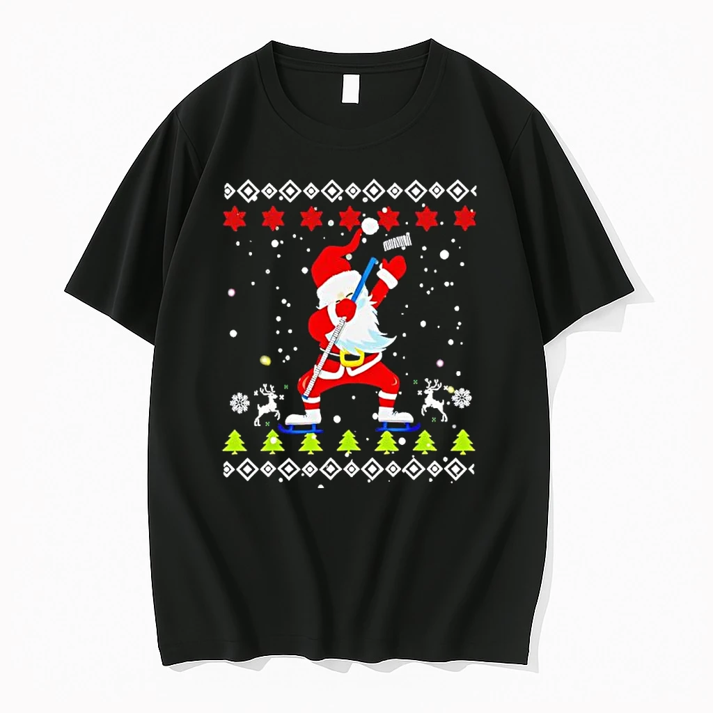 Dabbing Santa Hockey Ugly Christmas Black Shirts