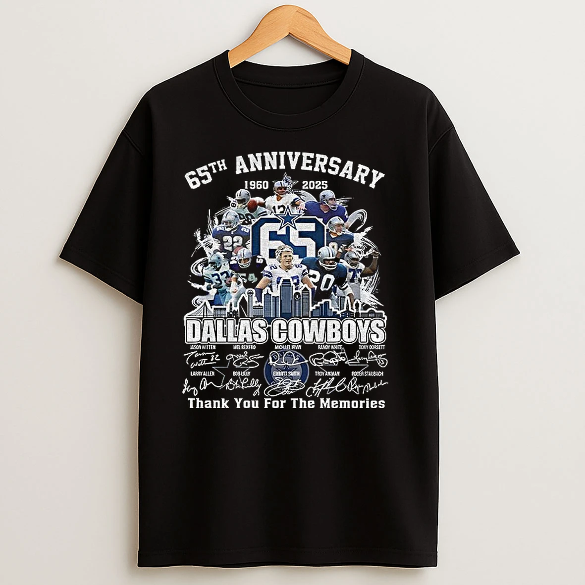 Dallas Cowboys 65th Anniversary 1960 2025 Carpe Omnia Thank You For The Memories Signatures T Shirts