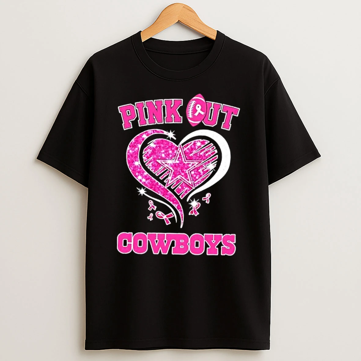 Dallas Cowboys Football X Pink Out Hearts Shirts