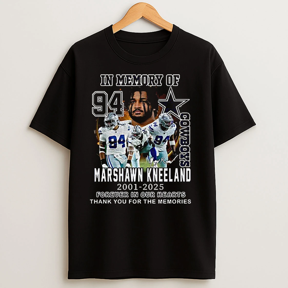 Dallas Cowboys In Memory Of Marshawn Kneeland Memories 2001 2025 T Shirts