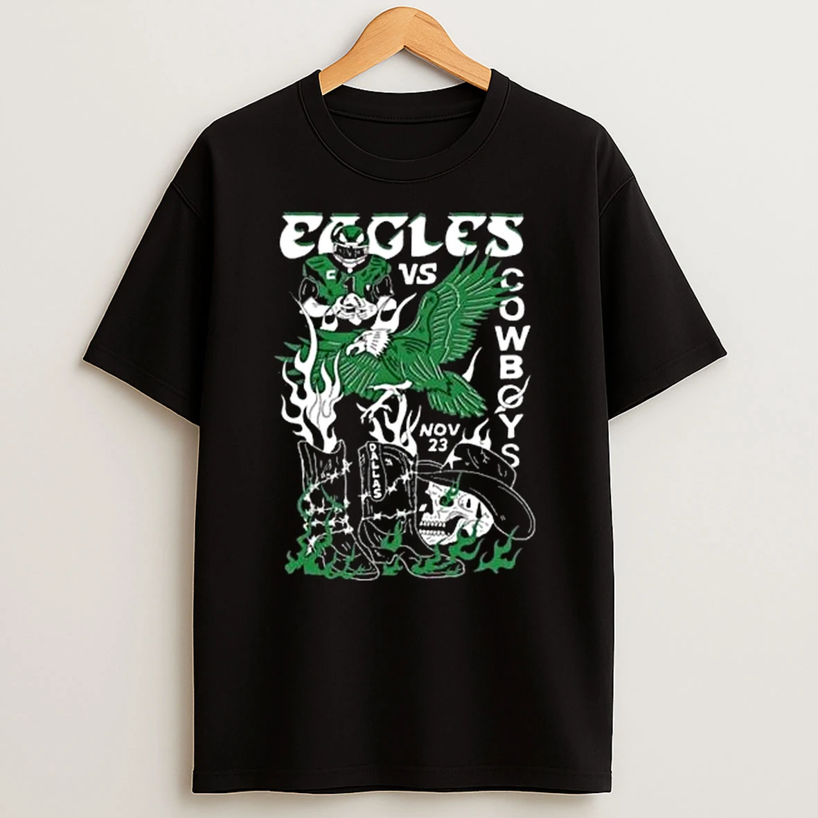 Dallas Cowboys Vs Philadelphia Eagles Skull Cowboy Boots Shirts