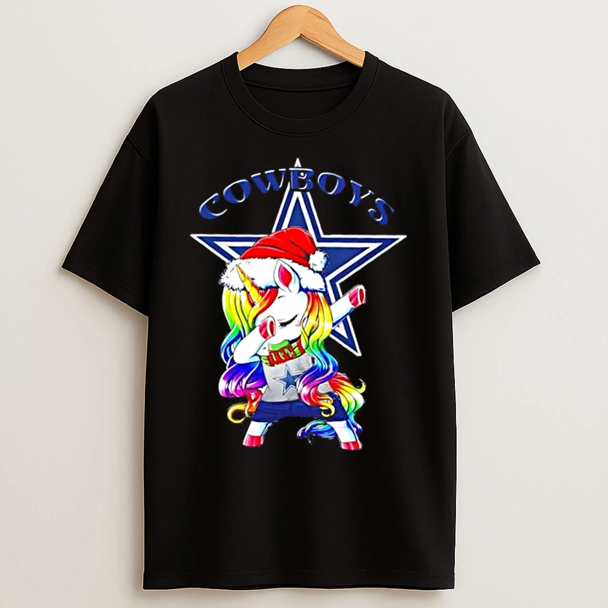 Dallas Cowboys X Unicorn Santa Hat Dabbing Merry Christmas T Shirts