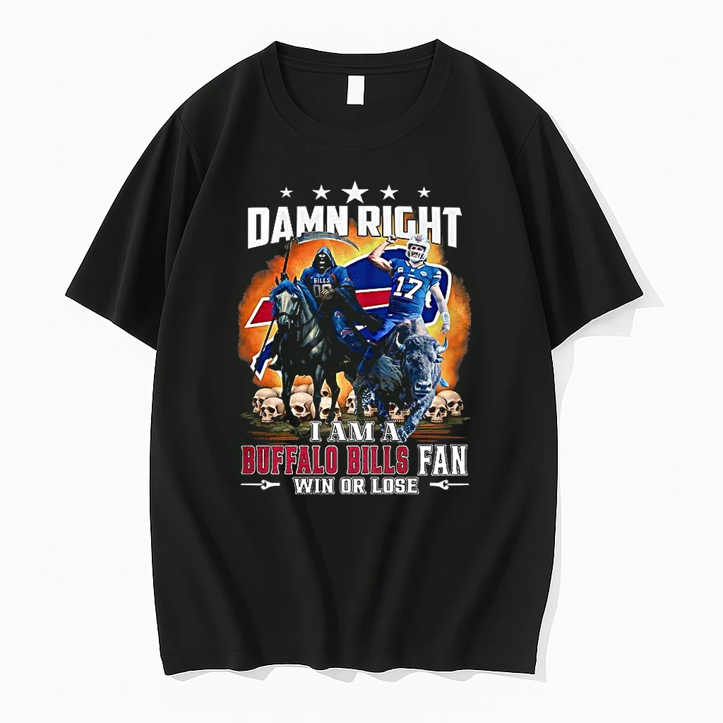 Damn Right I Am A Buffalo Bills Fan Win Or Lose Grim Reaper Josh Allen Rides Buffalo Shirts