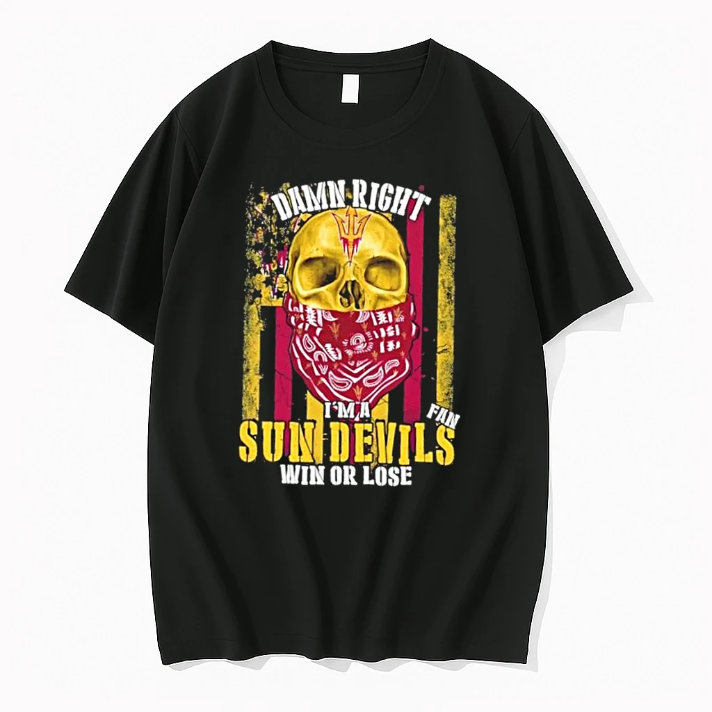 Damn Right Im A Arizona State Sun Devils Fan Win Or Lose Us Flag Shirts