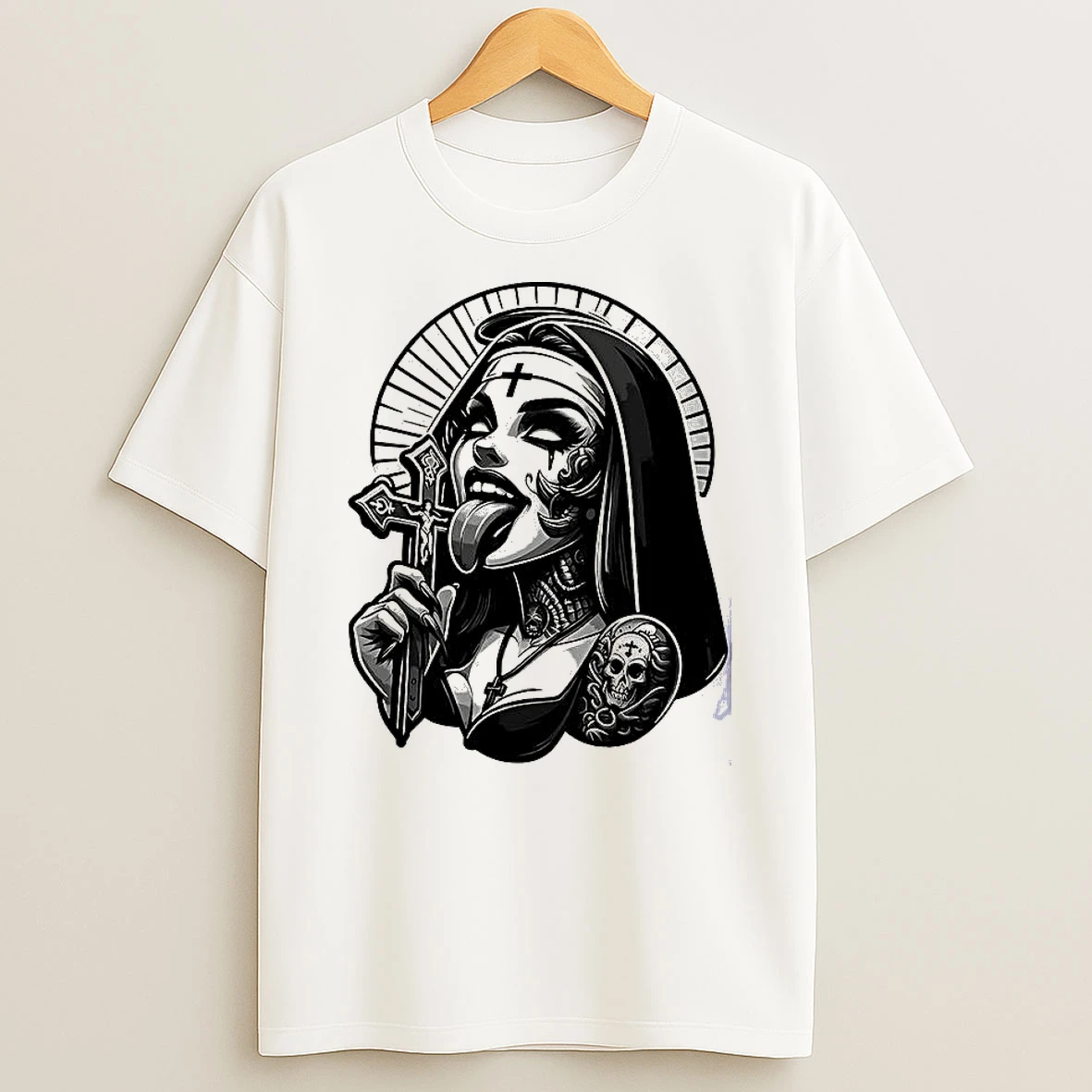Dark Evil Nun Licking The Cross Shirts