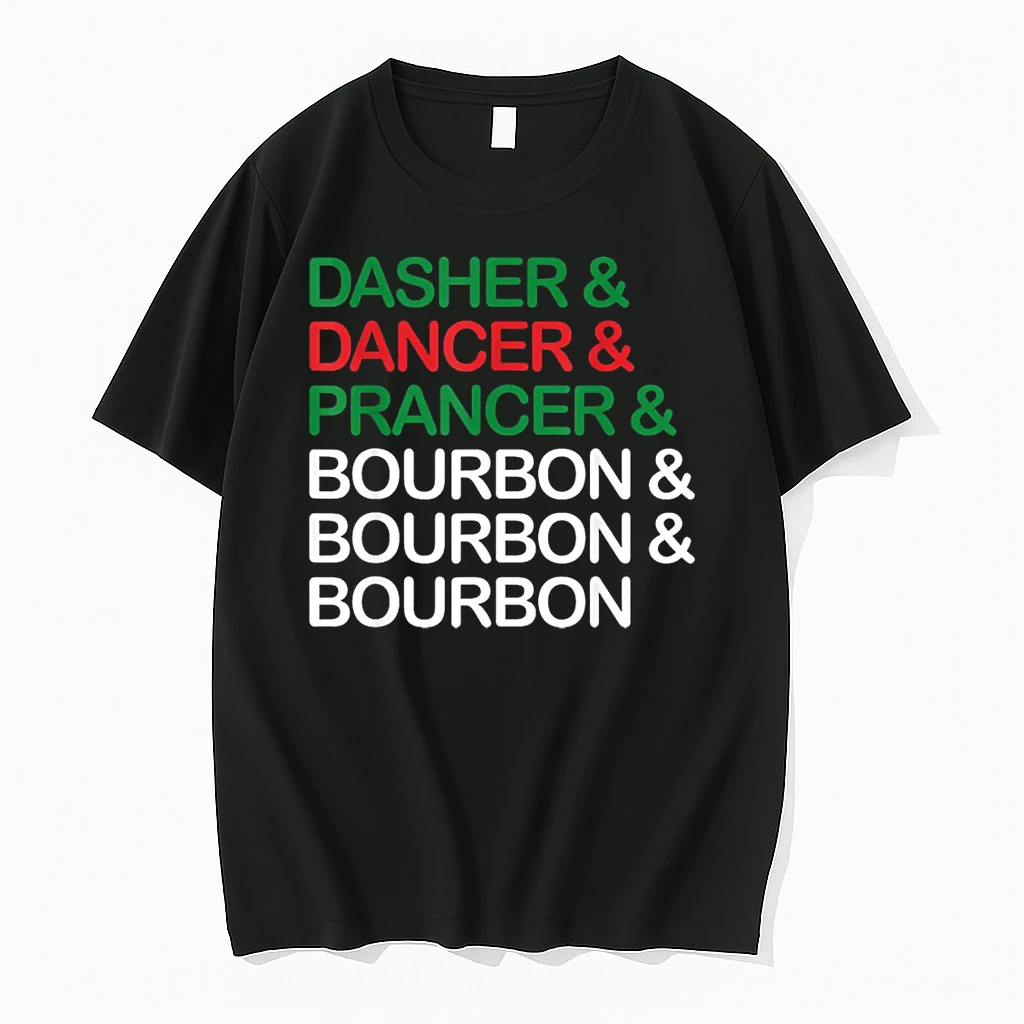 Dasher Dancer Prancer Bourbon Christmas Funny Holiday Santa Shirts