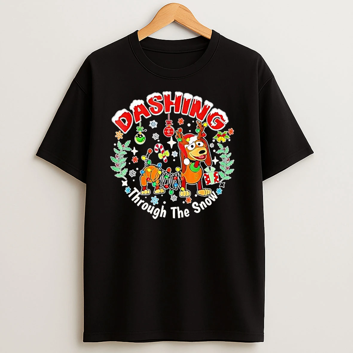 Dashing Through The Snow Dog Christmas Funny Christmas T Shirts