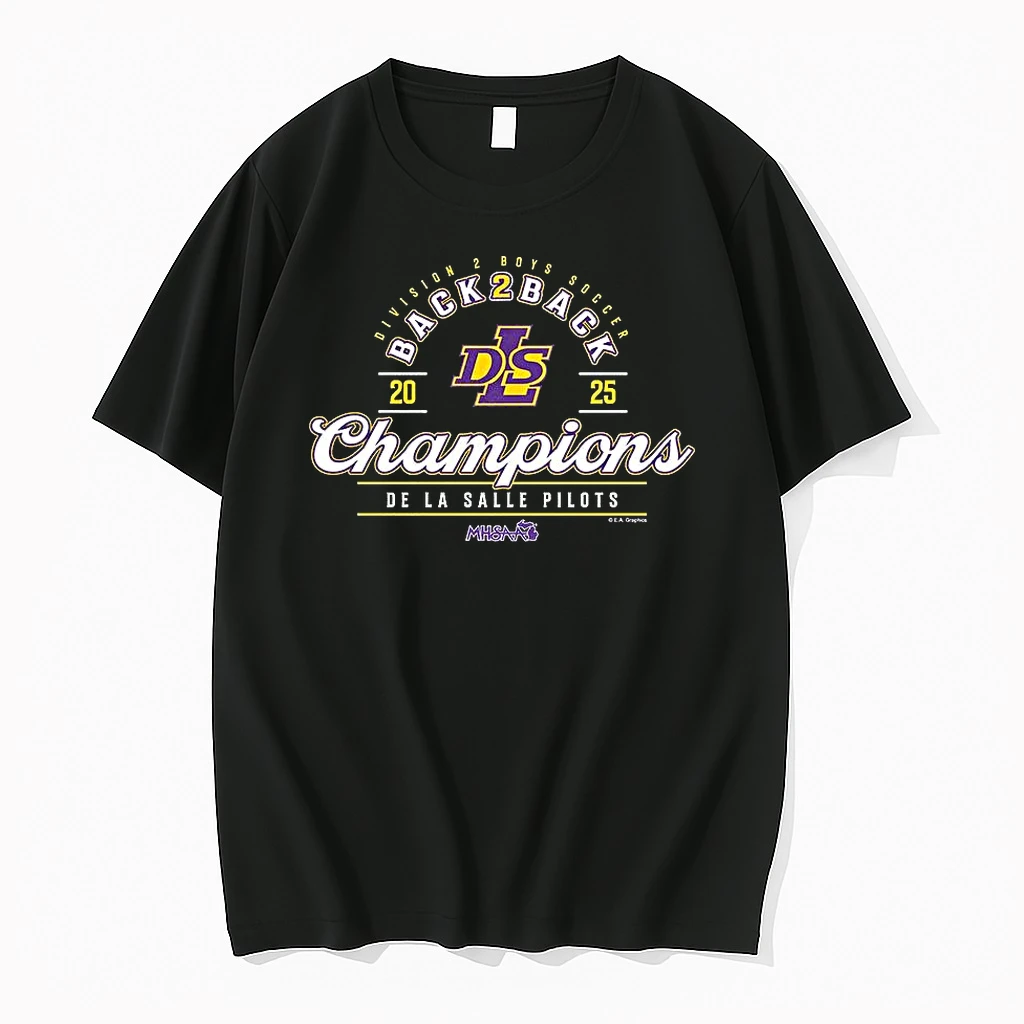 De La Salle Pilots 2025 Mhsaa Boys Soccer Division 2 Back 2 Back Champions Shirts