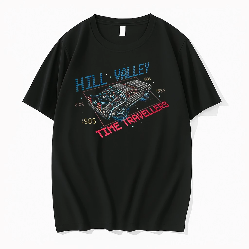 Delorean Time Machine Hill Valley Time Travellers Retro Shirts