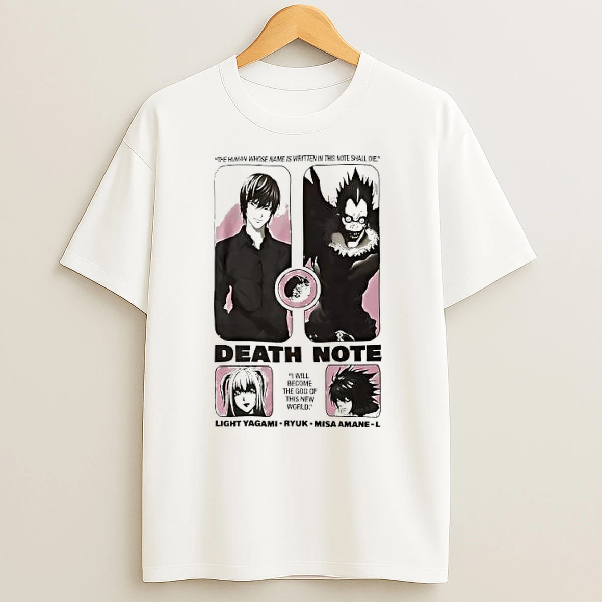 Death Note Pink Ombre Panels Vintage Shirts