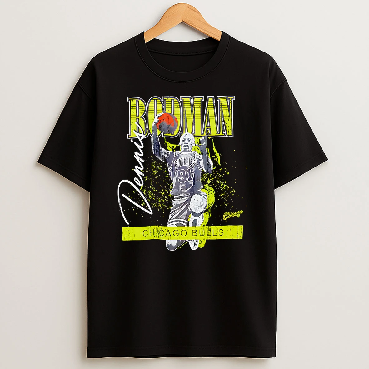 Dennis Rodman Chicago Bulls Mitchell And Ness Neon Pop Shirts