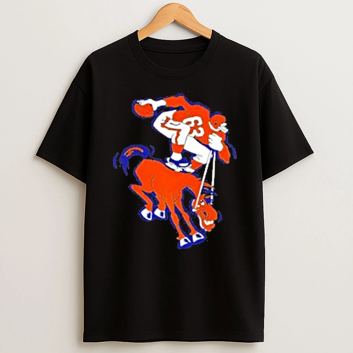 Denver Broncos Football Funny Art Horse With Player Throw Shirts