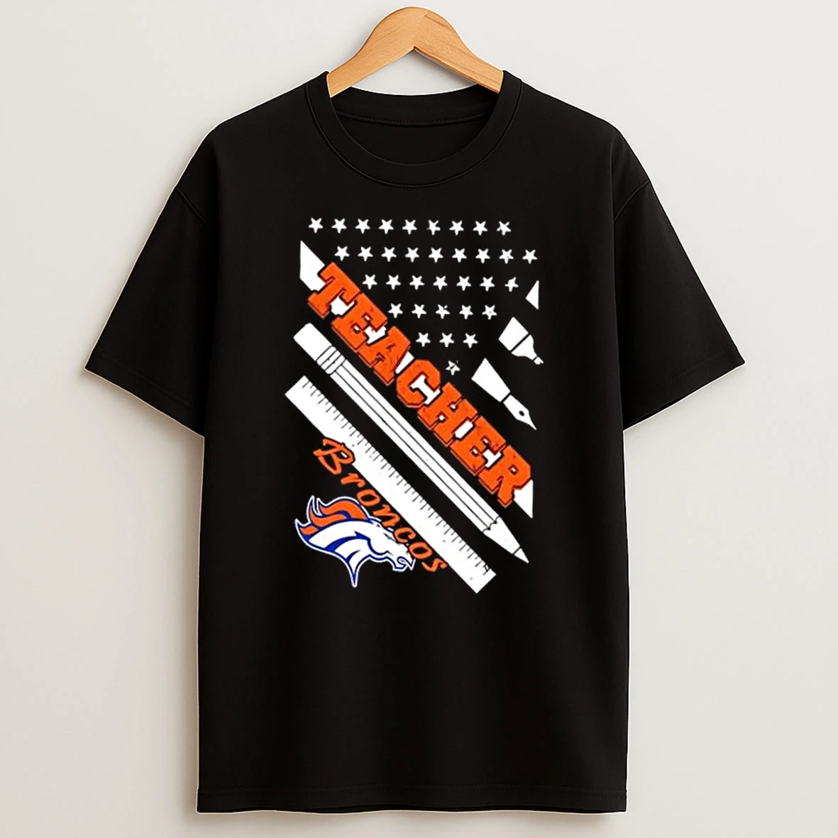 Denver Broncos Football X Teacher American Flag Shirts