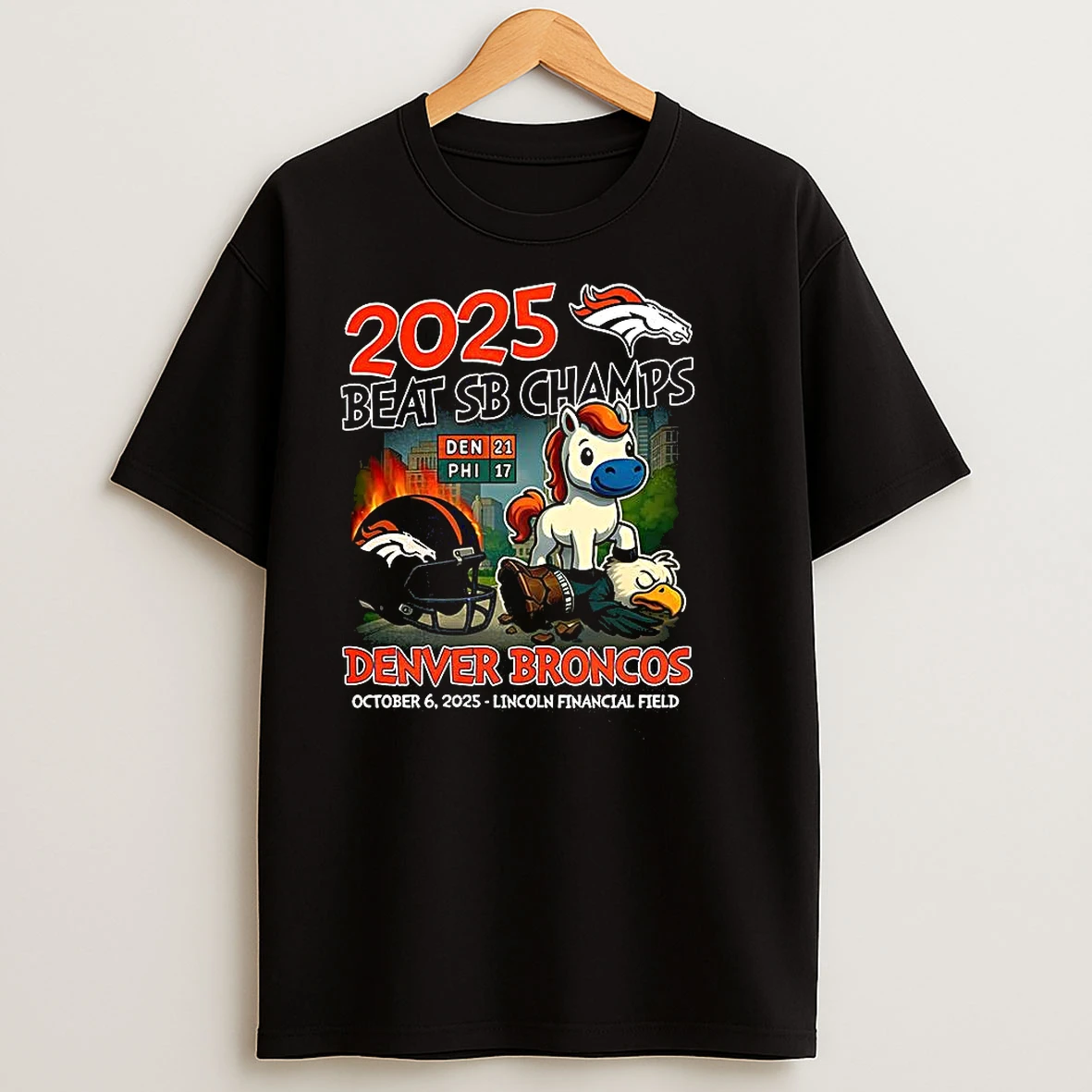 Denver Broncos Beat Philadelphia Eagles Nfl 2025 Graphic T Shirts